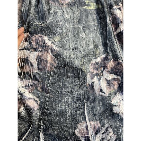 Komarov Abstract Floral Crinkle Charmeuse Lace Midi Dress Size M Romantic Fairy - Picture 15 of 16